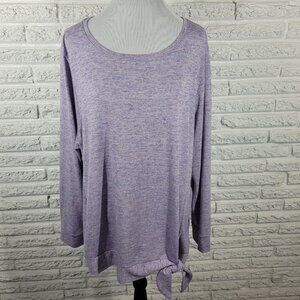 Croft Barrow Womens Sweatshirt 2X Plus Purple Heather Front Tie Soft PUR29E